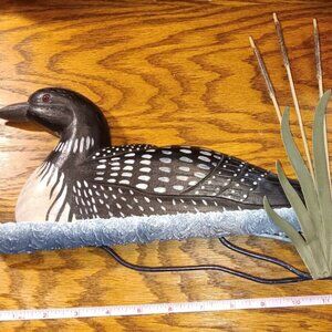 Vintage Loon Cattail Wall Decor Wood And Metal Mid Century-RARE UNIQUE!!